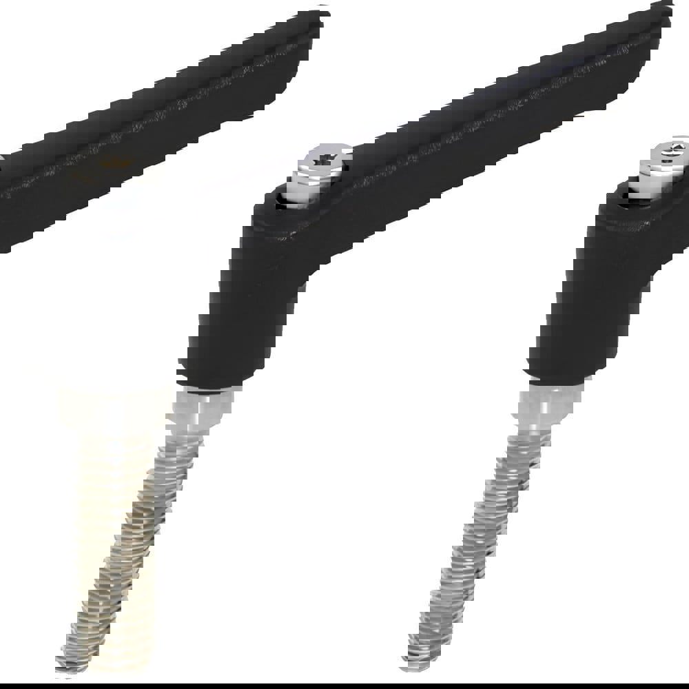 Threaded Stud Adjustable Clamping Handle: M10 x 1.50 Thread, 16 mm Hub Dia, Fiberglass Reinforced Plastic, Black